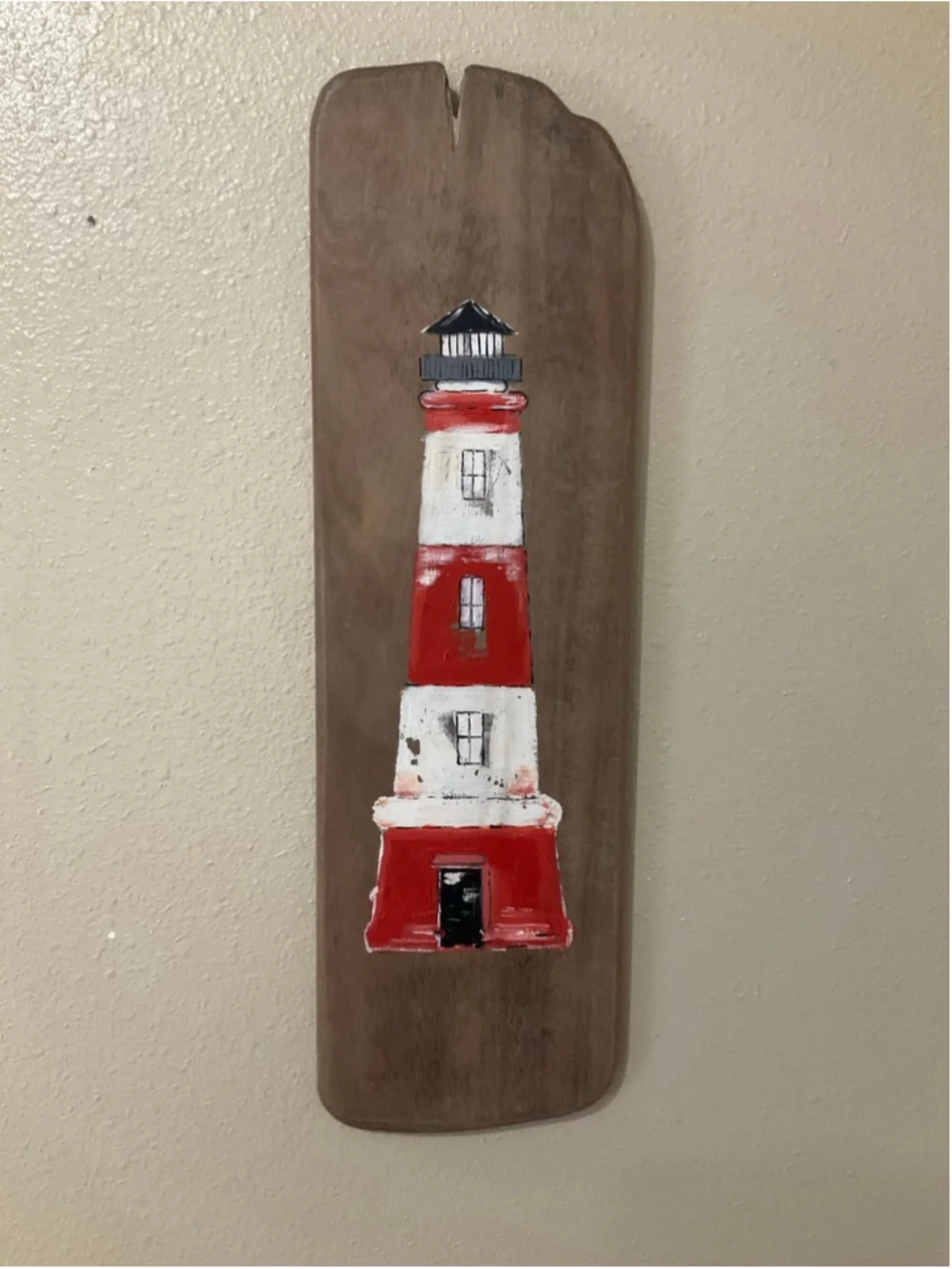 Hand Painted Wooden Lighthouse Wall Decor Rustic Coastal Nautical Beach House Ar